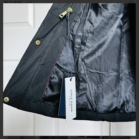 NWT Cole Haan Black Hooded Puffer Coat Black XS - Picture 15 of 16